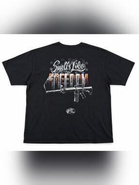 Bass Pro Shops Black T-Shirt Made in USA Men’s 2XL Smells Like Freedom Cotton